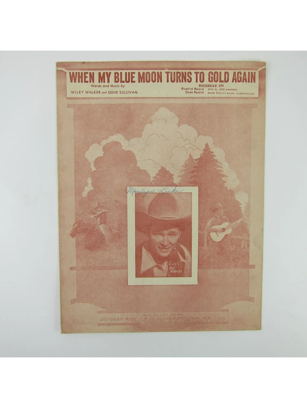 Sheet Music When My Blue Moon Turns To Gold Again Roy Rogers Vintage 1941